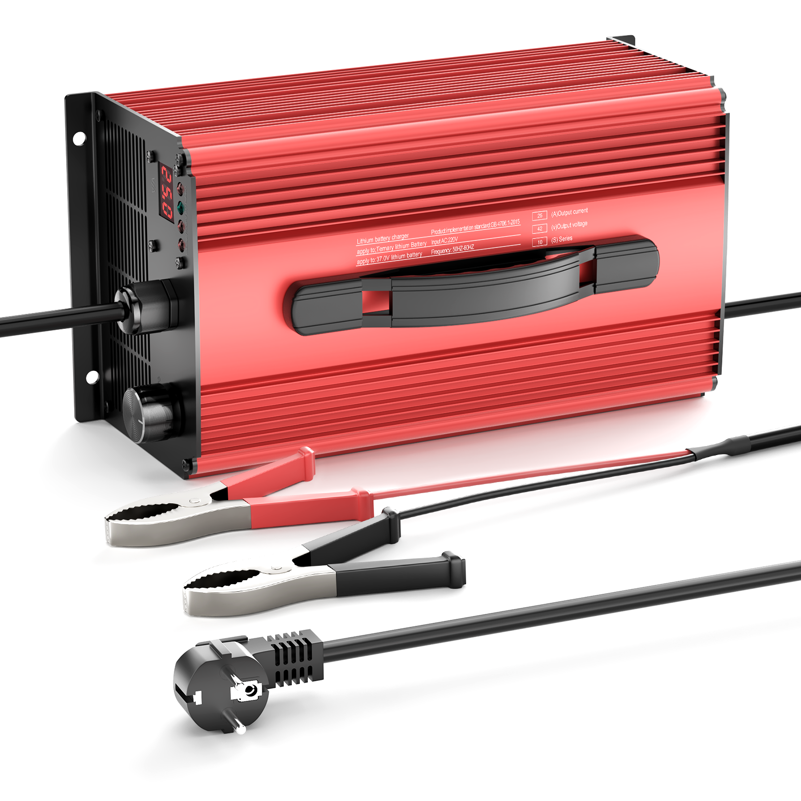 NOEIFEVO 42V 25A Lithium-batterijlader voor 37V (36V) 10S Lithium Li-ion Lipo-batterij, LCD-display, instelbare stroom, lader voor e-bike, scooter, elektrische motorfiets