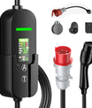 NOEIFEVO Typ2 Mobile Wallbox/Ladestation 11 kW 3-Phasen, 6-16 A Einstellbarer Ladestrom, 1-12 Stunden Verzögerungs-Ladung, CEE 16A auf Typ2 Tragbarer EV-Ladegerät mit 5m Ladekabel, Für alle Typ2 EV & PHEV