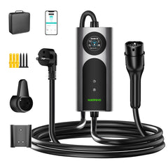 NOEIFEVO CY01 Typ 2 latauskaapeli Schuko 220V, 3,7kW mobiili seinälatauslaite sovelluksella, 6–16A 1-vaiheinen latauskaapeli sähköautoille (IEC 62196-2) & PHEV:ille