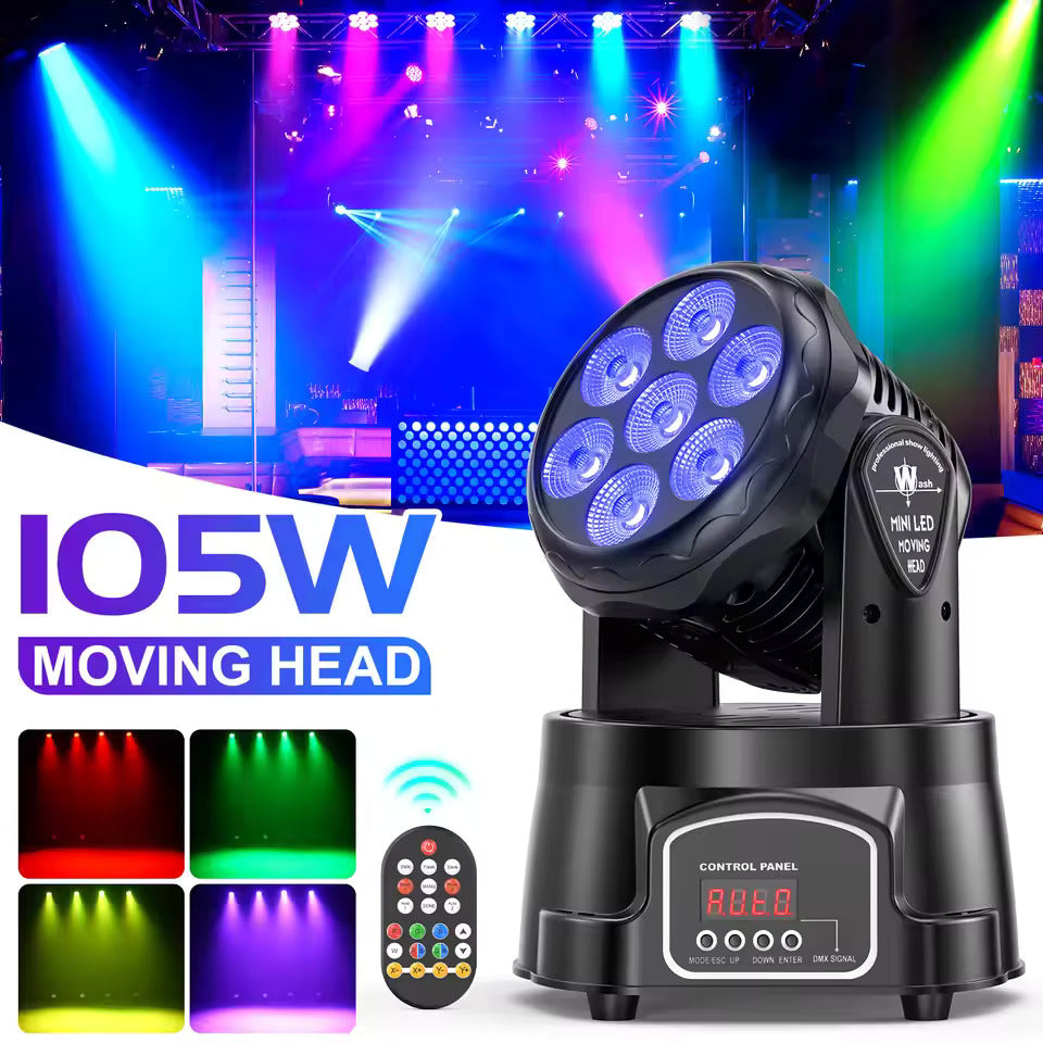 2 Stück/Set 105W Strahl Moving Head Lichter, 7×15W RGBW LED Bühnenscheinwerfer mit DMX512, Spotlights für DJ, Disco, KTV, Hochzeit und Party