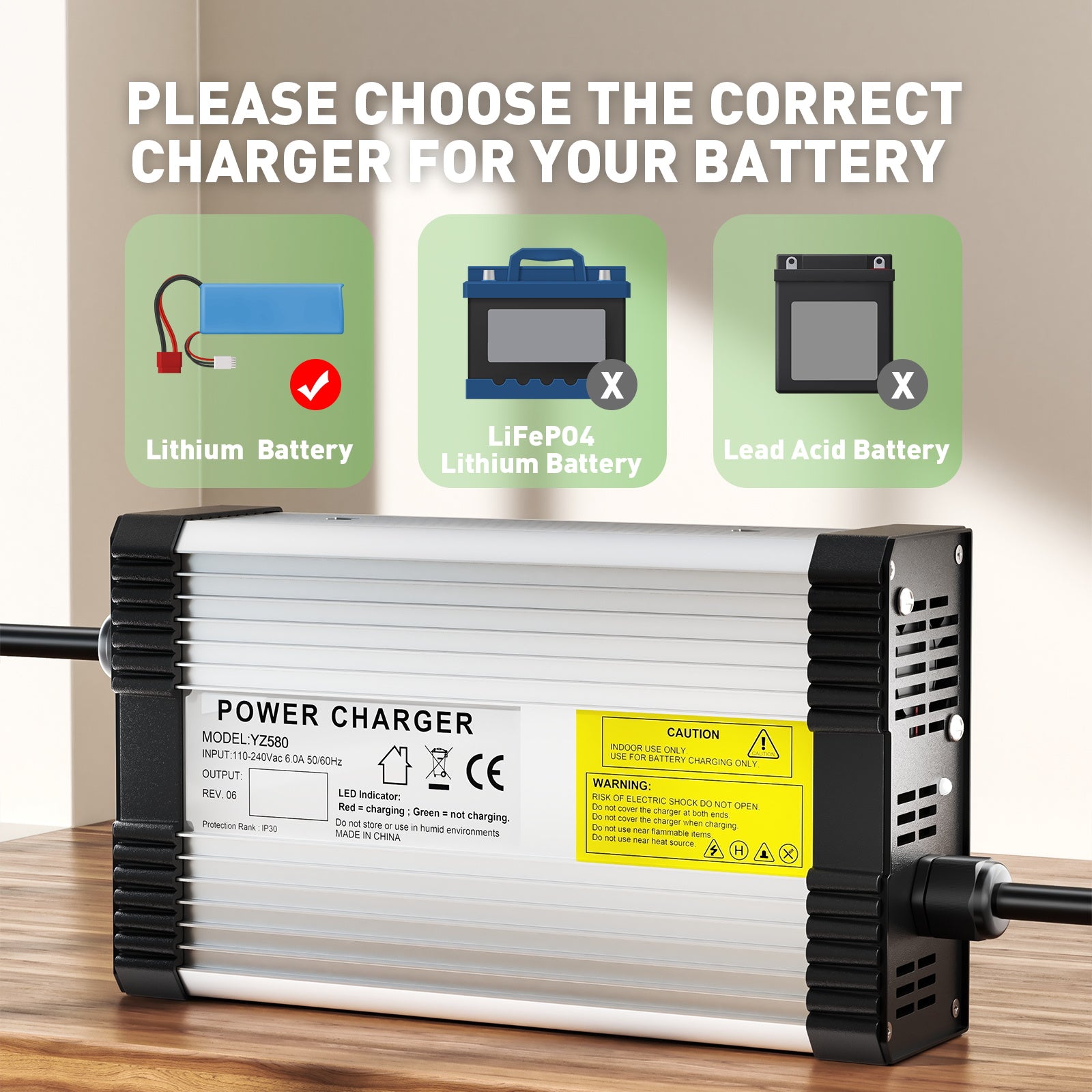 NOEIFEVO 54.6V 8A Lithium-Batterijlader voor 13S 48V 48.1V Lithiumbatterij, met koelventilator, automatische uitschakeling.