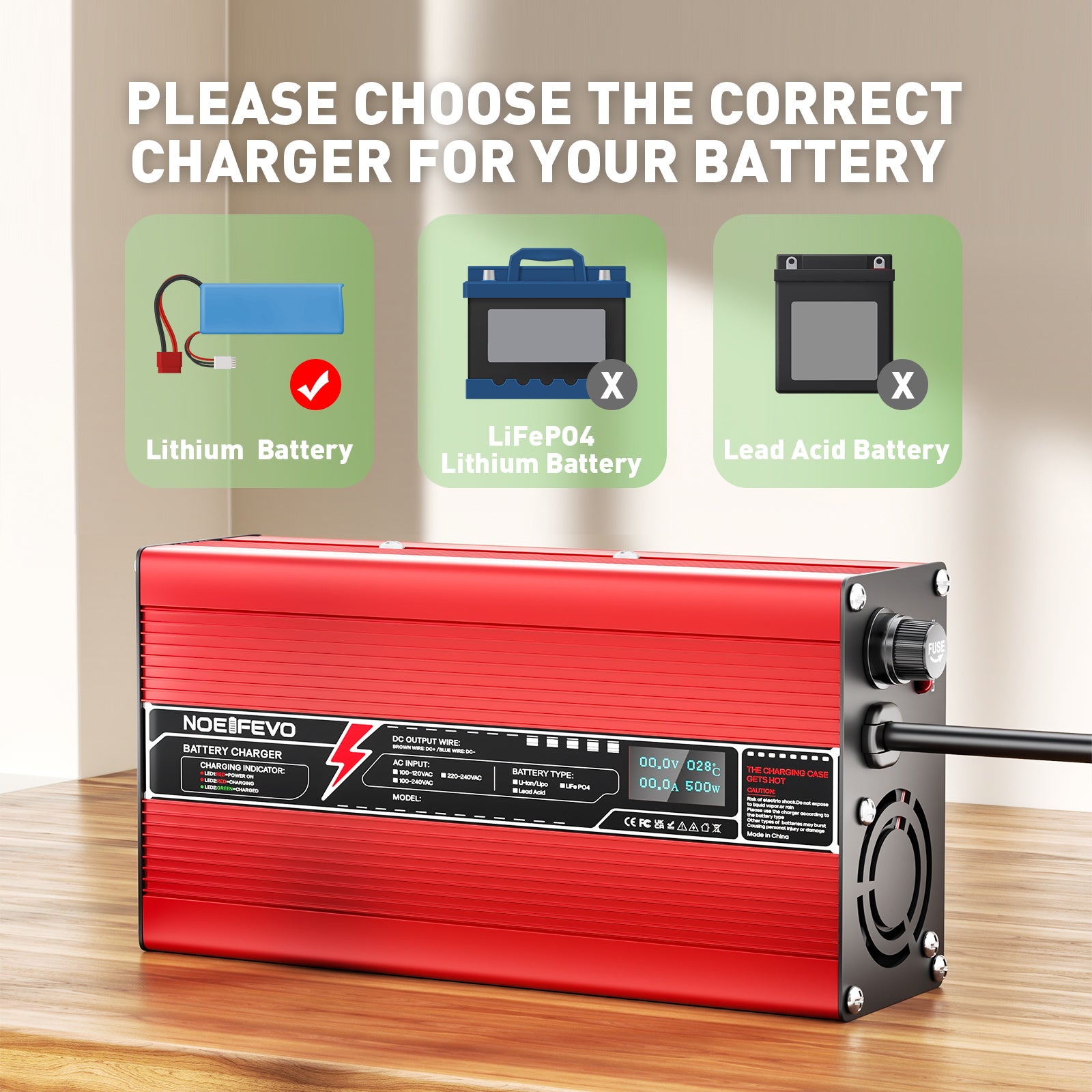 NOEIFEVO 79.8V 5A 19S Lithium Batterioplader, til 19S 70.3V Li-Ion batteri, LED Display, til E-cykel, Scooter, båd og bil