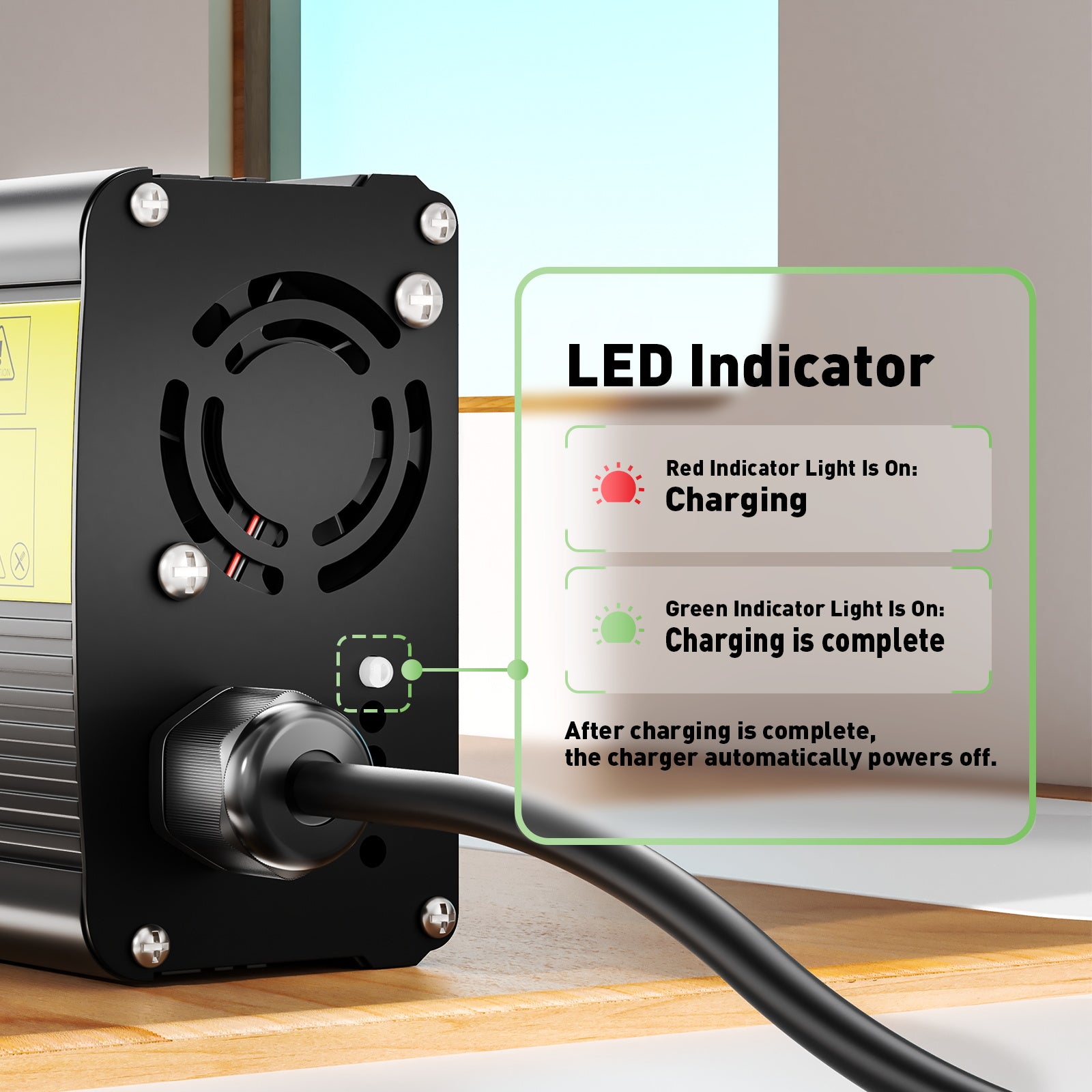 NOEIFEVO 13.8V-14.7V 12A  Blei-Säure-Batterieladegerät für 12V Blei-Säure Batterie, E-Bike Roller Elektrisches Gerät Motorrad Ladegerät.