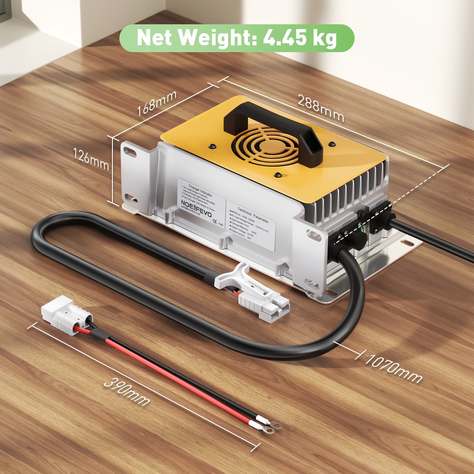 NOEIFEVO  54.75V 30A LiFePO4 batterioplader til 48V 15S LiFePO4 batteri, vandtæt
​