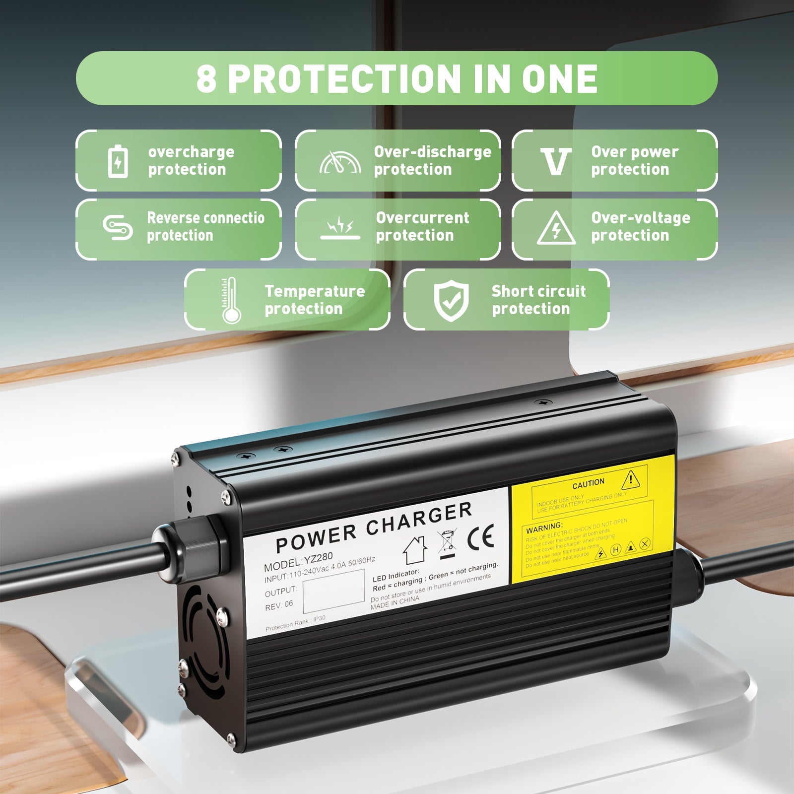 NOEIFEVO 12.6V 12A caricabatterie per batterie al litio per batterie al litio 12V 11.1V 2S, caricabatterie per e-bike, monopattini, dispositivi elettrici e moto.