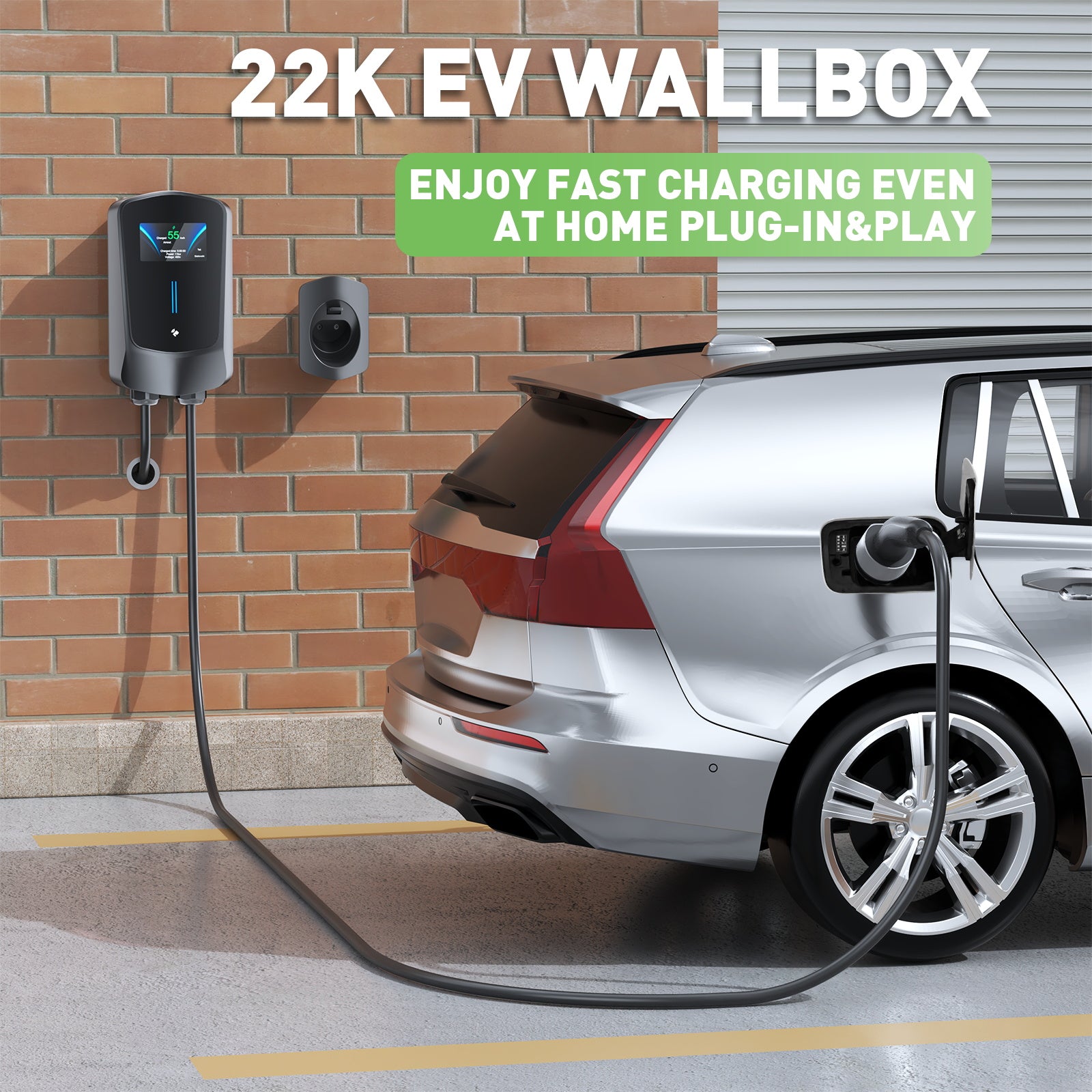 NOEIFEVO Wallbox Typ 2, 22kW, mit App und RFID, 6–32A, 3-phasiges 400V Ladegerät für Elektrofahrzeuge (BEV/PHEV) mit 5 m Ladekabel und Kabelhalter, FI-Schutzschalter Typ B und Schutzart IP65, effiziente Ladestation für Zuhause und Büro