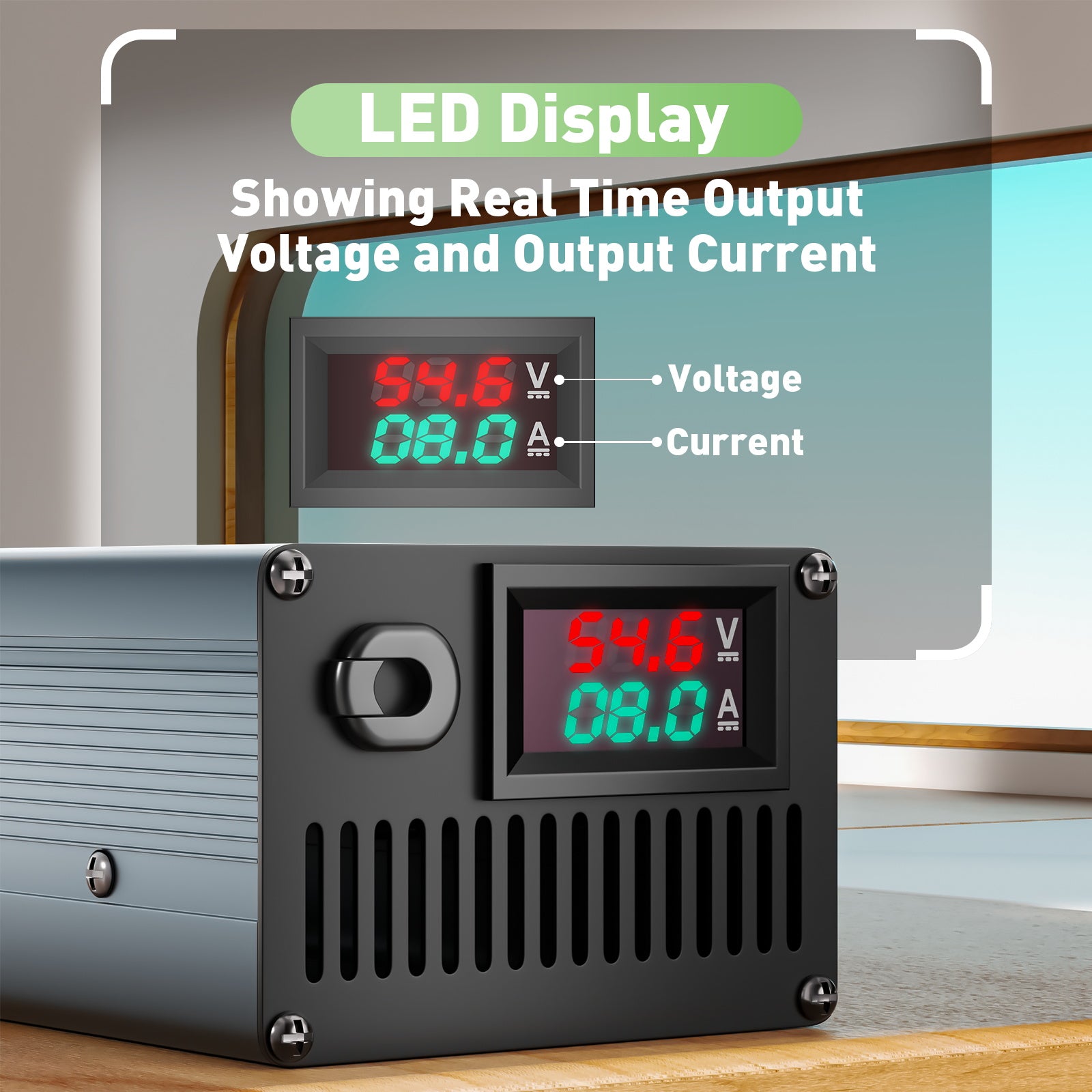 NOEIFEVO 54.6V  8A 13S Lithium-Batterieladegerät für 13S  48.1V Li-Ionen-Batterien, Strom Einstellung 1-8A, langsames Laden und schnelles Laden (MLC1300)