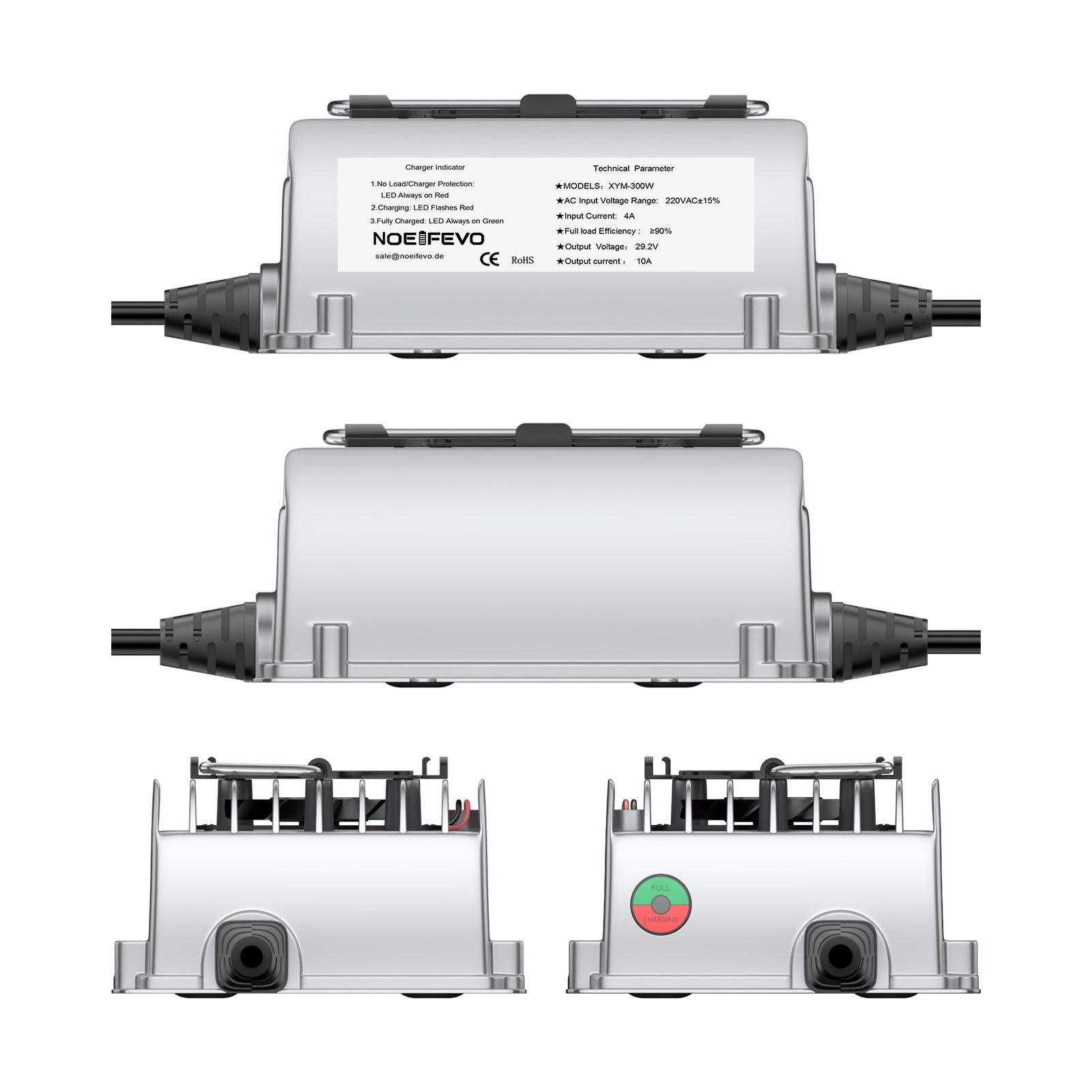 NOEIFEVO 29,2 V 10A LiFePO4 impermeabile Caricabatteria  per  LiFePO4 25,6 V (24 V) 8S batteria