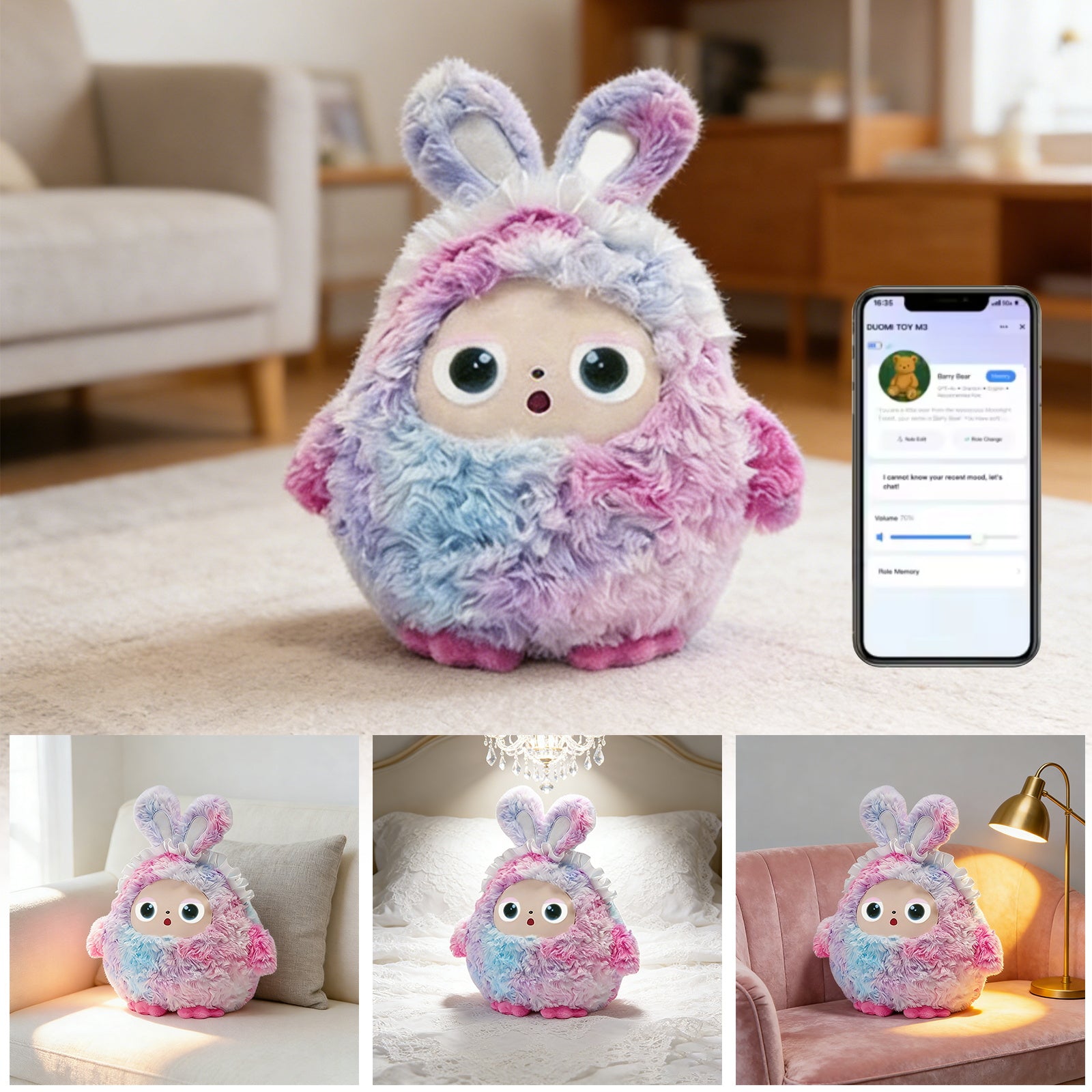 KI-gesteuertes Plüschtier mit intelligenter Stimme und LED-Augen – ein interaktiver Begleiter für Kinder und Erwachsene, wiederaufladbares E-Pet, unterstützt über 50 Sprachen mit der Tuya-App