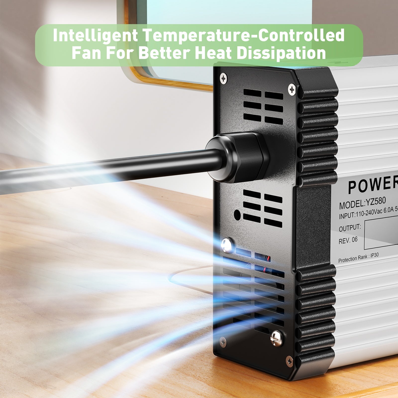 NOEIFEVO 54.6V 8A Caricabatterie per batterie al litio per 13S 48V 48.1V, con ventola di raffreddamento e spegnimento automatico.