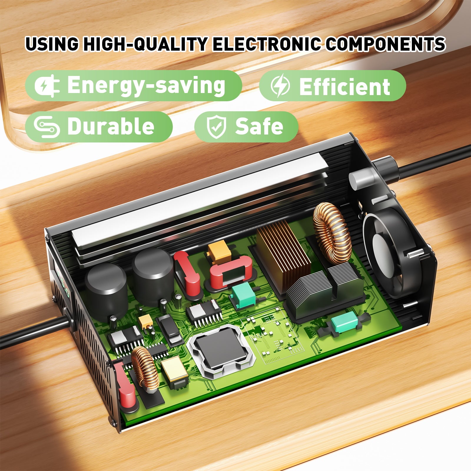 NOEIFEVO 43,8 V 20 A Lithium-LiFePO4-batterioplader til 38,4 V 12S LiFePO4-batteri, LCD-skærm, justerbar strøm, oplader til golfvogn, trollingmotor, båd og autocamper.