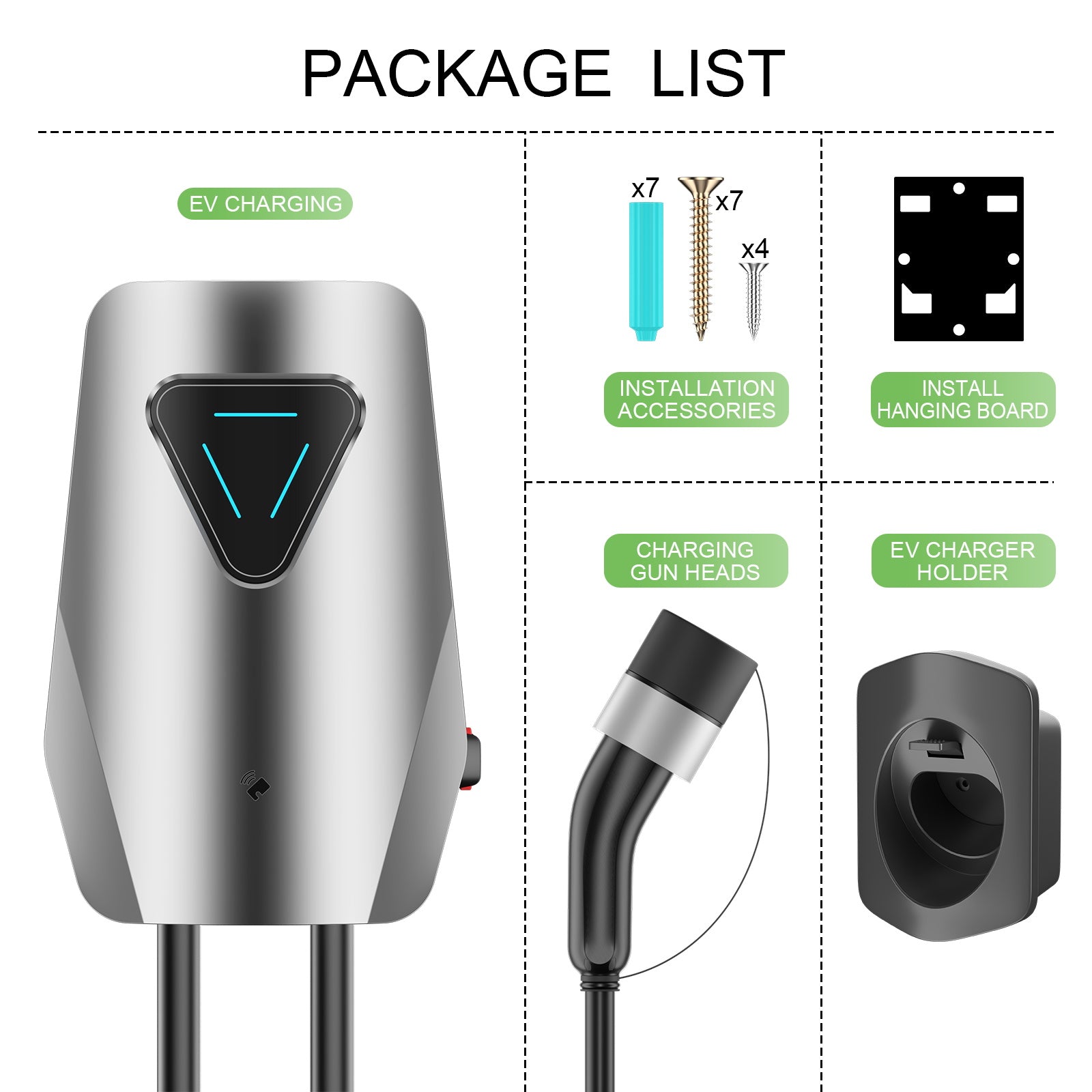 Noeifevo Q5 7KW 11KW 22KW EV Wallbox Estação de carregamento Tipo 2 5M DC6mA Protecção RCD