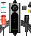 Noeifevo Wallbox EV Móvil Tipo 2, Cargador EV de 11KW 3-fases CEE16A con Potencia de Carga Ajustable, Cable de Carga EV de 5m/10m/15m para Model Y/3, ID.3/4/5, MG4, EX30, e-up, e-tron, Zoe y otros EV.
