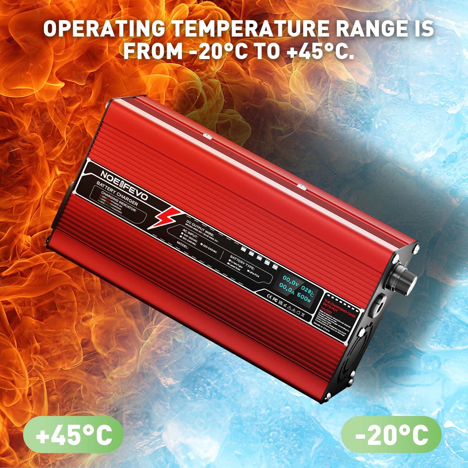 NOEIFEVO 24V 15A Blei-Säure-Batterieladegerät, Ladespannung 27.6V-29.4V, automatische Abschaltung, OLED-Display, Aluminiumgehäuse, mit Lüfter