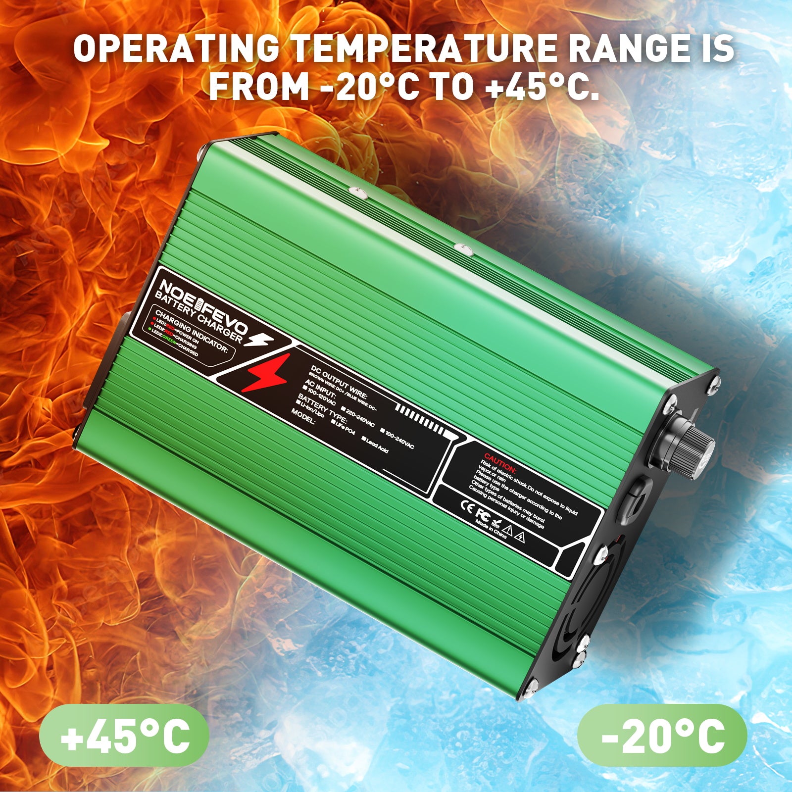 NOEIFEVO 27.6V-29.4V 5A  Blei-Säure-Batterieladegerät für 24V Blei-Säure Batterie, Kühlventilator, automatischer Abschaltung(GREEN)