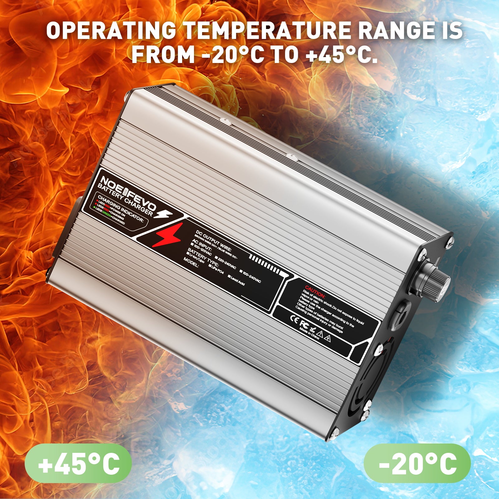 NOEIFEVO 46.2V 2A 3A 3.5A 4A Lithium-Ladegerät for 11S 40.7V Li-Ion Lipo-batterier, med kølefaner og automatisk slukning.