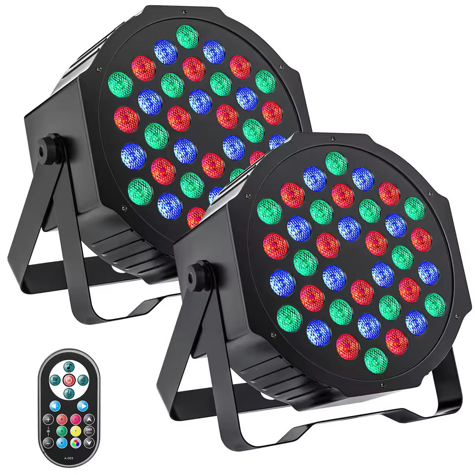 2er-Pack RGB LED Par Strahler, 36 LED Bühnenlicht Partylicht mit Fernbedienung, Discolicht Scheinwerfer Bunt Beleuchtung für Moving Head DJ Party Show Bar Nebelmaschine Halloween Weihnachten