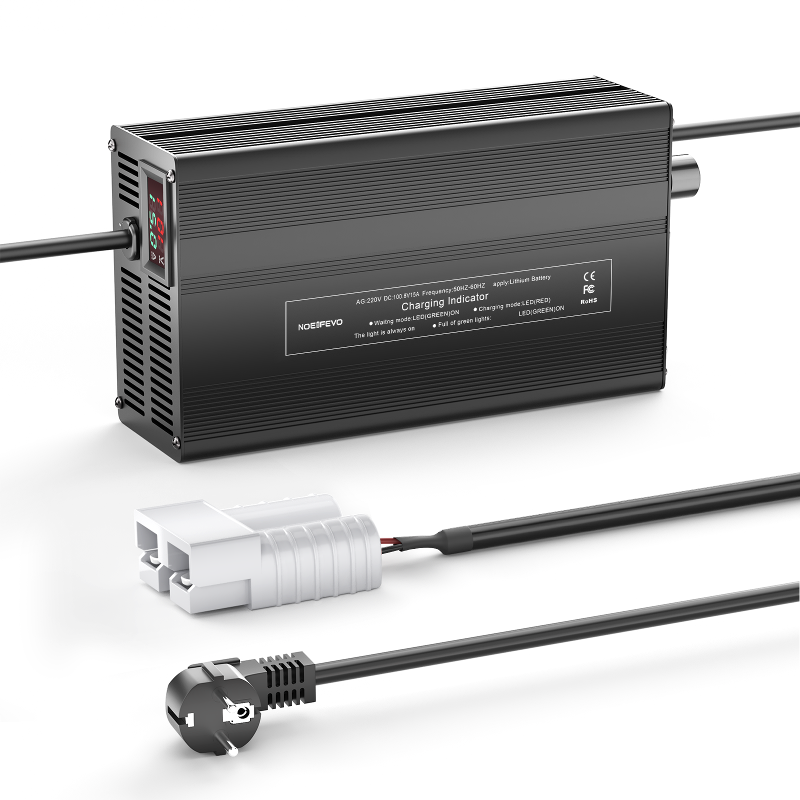 NOEIFEVO 100,8V 1A-15A Lithium-batterilader til 88,8V (84V) 24S Lithium-Li-Ion-LiPo-batteri, LCD-skærm, justerbar strøm