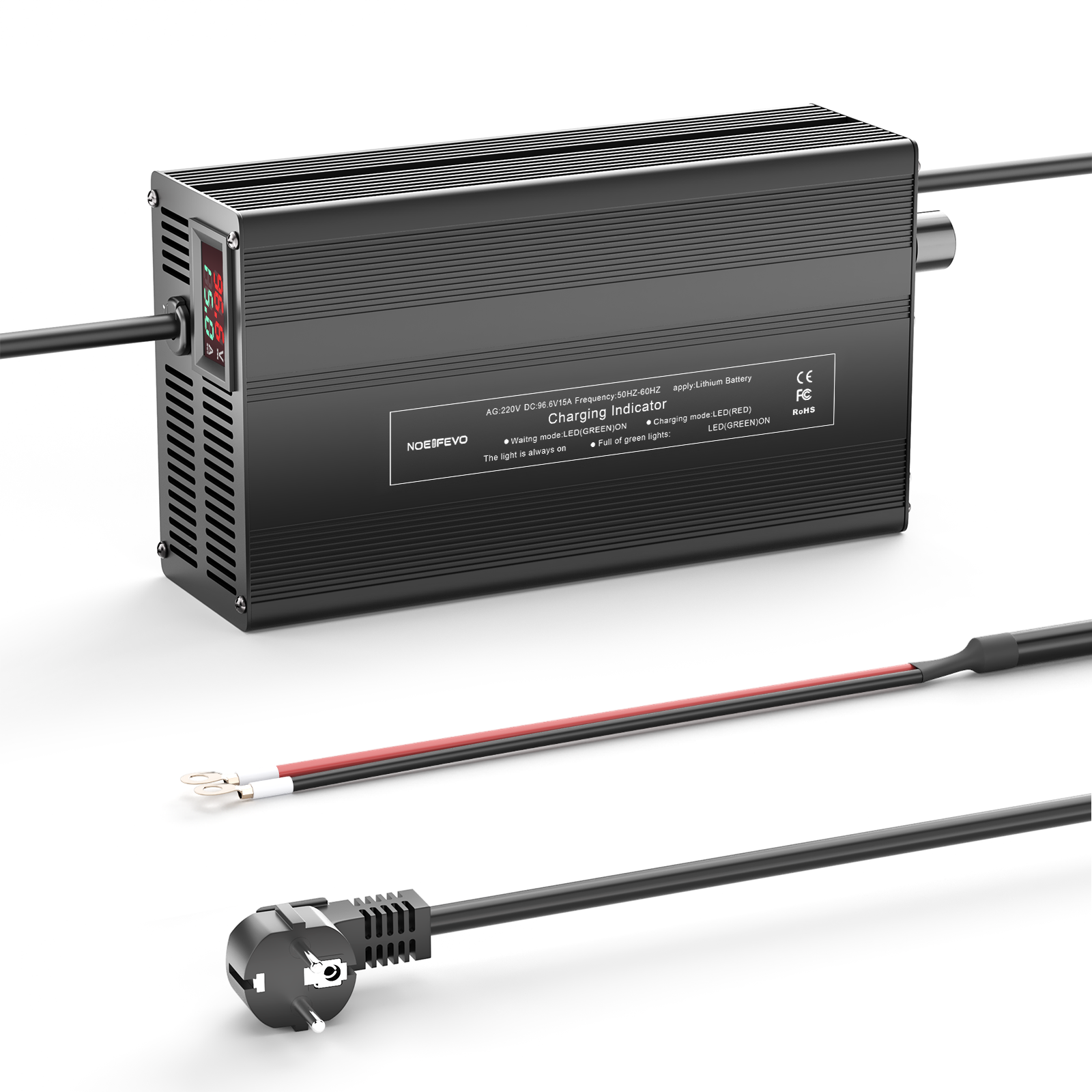 NOEIFEVO 96,6V 1A-15A Lithium-batterilader til 85,1V (84V) 23S Lithium-Li-Ion-Lipo-batteri, LCD-display, justerbar strøm