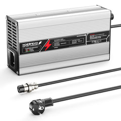 NOEIFEVO 58,8V 8A Lithium-batterijlader voor 51,8V (48V) 14S-batterij, automatische uitschakeling, aluminium behuizing, met ventilator (Zilver).