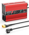 NOEIFEVO 54.6V 2A 2.5A 3A Caricabatterie al litio per batterie 13S 48.1V Li-Ion Lipo, con ventola di raffreddamento, spegnimento automatico (ROSSO)