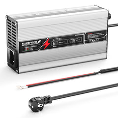 NOEIFEVO 54,75V 8A LiFePO4 Carregador de bateria para bateria 48V 15S Invólucro em alumínio com desligar automático com ventilador (prata)