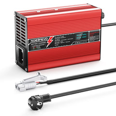 NOEIFEVO 50.4V 2A 2.5A 3A Cargador de Litio para baterías 12S 44.4V Li-Ion Lipo, con ventilador de refrigeración y apagado automático (ROJO)