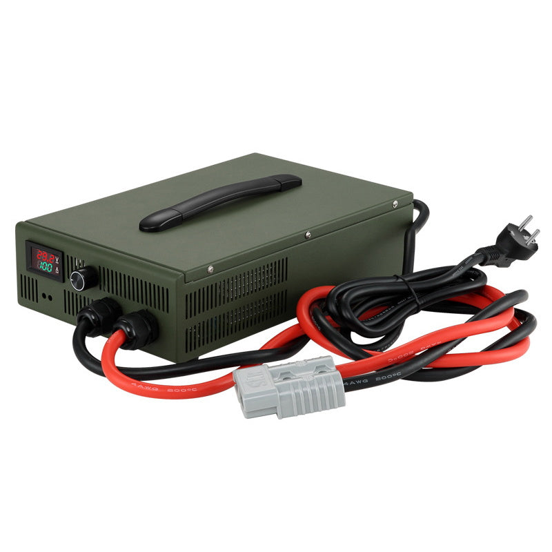 NOEIFEVO 24V 10A-100A Lithium LiFePO4 batterijlader, laadspanning 29,2V, LCD-scherm, stroom instelbaar, ventilator