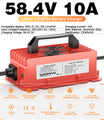 NOEIFEVO 58,4V 10A Lithium LiFePO4 batterilader for 51,2V(48V) 16S batteri, vanntett, automatisk avstenging med full beskyttelse