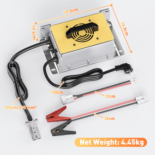 NOEIFEVO 29,2V 50A hurtigoplader til 24V 25,6V Lithium LiFePO4-batteri, vandtæt, 0V BMS Aktiver