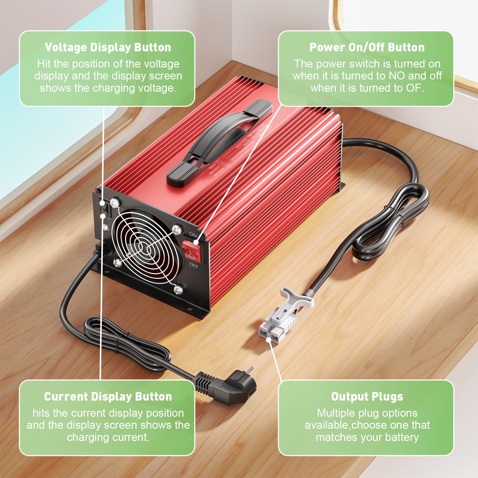 NOEIFEVO 42V 25A Lithium-batterijlader voor 37V (36V) 10S Lithium Li-ion Lipo-batterij, LCD-display, instelbare stroom, lader voor e-bike, scooter, elektrische motorfiets