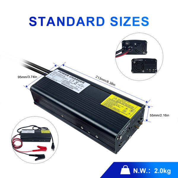 NOEIFEVO 54.6V 5A litiumladdare för 13S 48V batteri, LED-display, aluminiumhus, fläkt