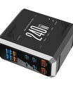 NOEIFEVO 240W USB-Ladestation mit 6 Anschlüssen, PD3.1 140W USB Typ-C & PPS/PD USB Typ-A Ladegerät – Desktop-Schnellladestation kompatibel mit MacBook, Laptops, Tablets, iPhone, Samsung Smartphones