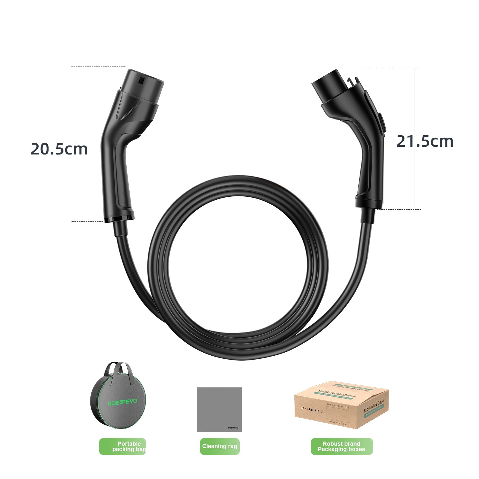 NOEIFEVO Type2 5m/10m EV laadkabel verlengkabel voor laadstation/wallbox, 3,5KW/7KW/11KW/22KW