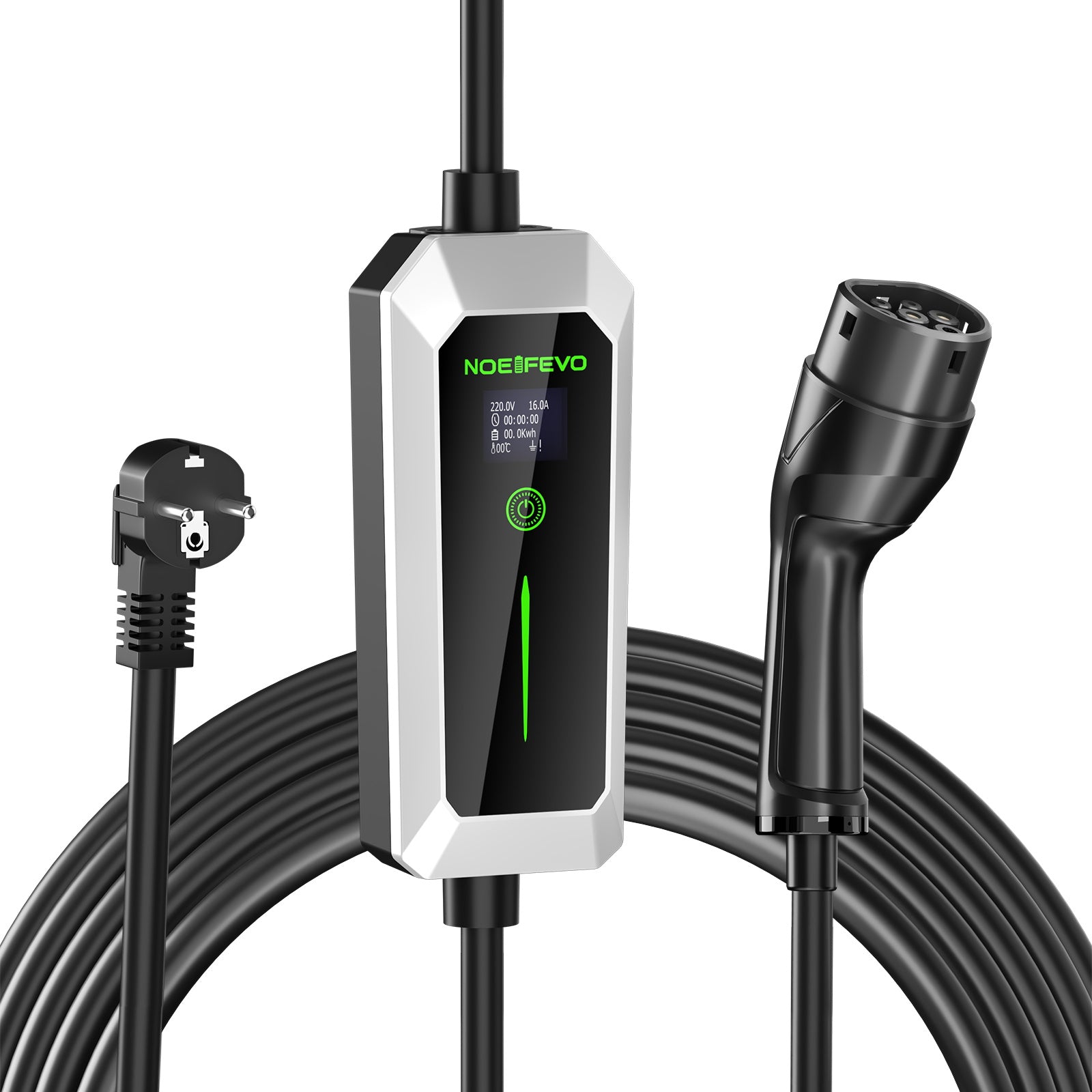 Type 2 3.5 kW EV charger, mobile EV charging cable with Schuko plug, 5-meter charging cable