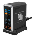 NOEIFEVO 240W USB-Ladestation mit 6 Anschlüssen, PD3.1 140W USB Typ-C & PPS/PD USB Typ-A Ladegerät – Desktop-Schnellladestation kompatibel mit MacBook, Laptops, Tablets, iPhone, Samsung Smartphones