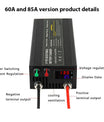 NOEIFEVO Instelbaar spannings- en stroombereik 0-15V 1-60A /85A batterijlader, compatibel met 3,7V 6V 12V lithium-, LiFePO4- en loodzuuraccu's