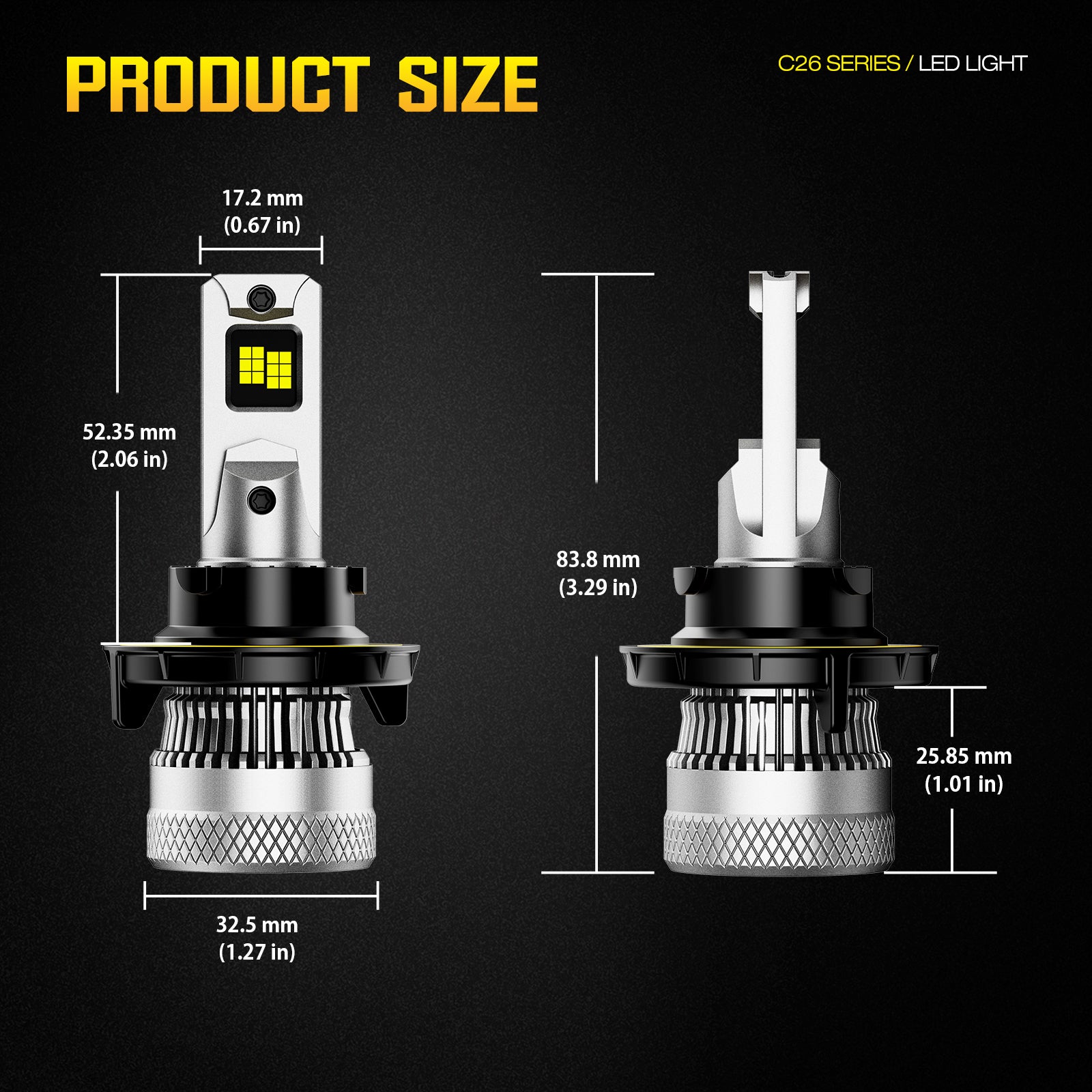 NOEIFEVO H13 Bilstrålkastarlampa, 40 000 Lumen, 200W, 6500K Vit, IP68 Vattentålig, 100 000 timmars livslängd, Nära och långljus