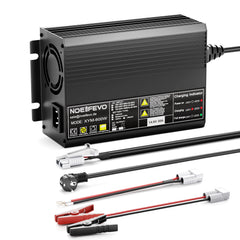 Noeifevo 12V 12,8V 30A Lithium LiFePO4 batterioplader, ladespænding 14,6V, 0V BMS aktivering, automatisk nedlukning, aluminiumshus