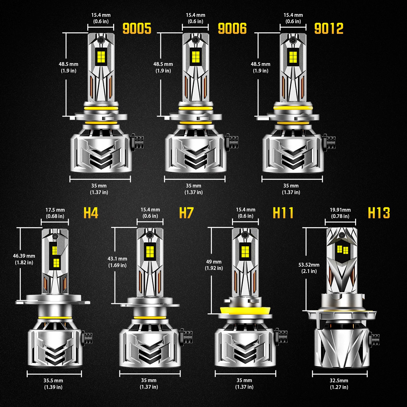 NOEIFEVO 9005 9006 9012 LED světlomety, 60 000 lumenů, 240W, 6500K bílá, IP68 vodotěsné, 100 000 hodin životnosti, potkávací a dálkové světlo.