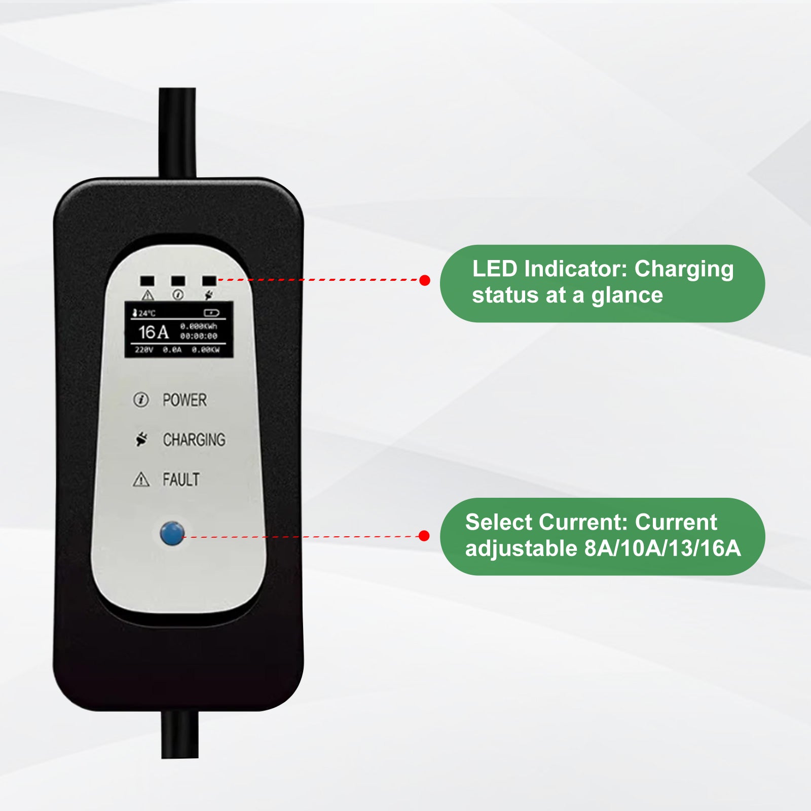 10Meter Tragbar Typ 2 3.6KW 16A EV Ladegerät, Mobile EV Ladekabel mit Schuko