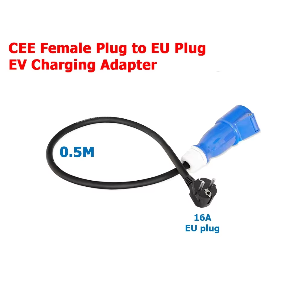 Adaptador de carga EV, de tomada industrial CEE 32A azul para tomada Schuko doméstica, para carregadores EV de 7kW 32A