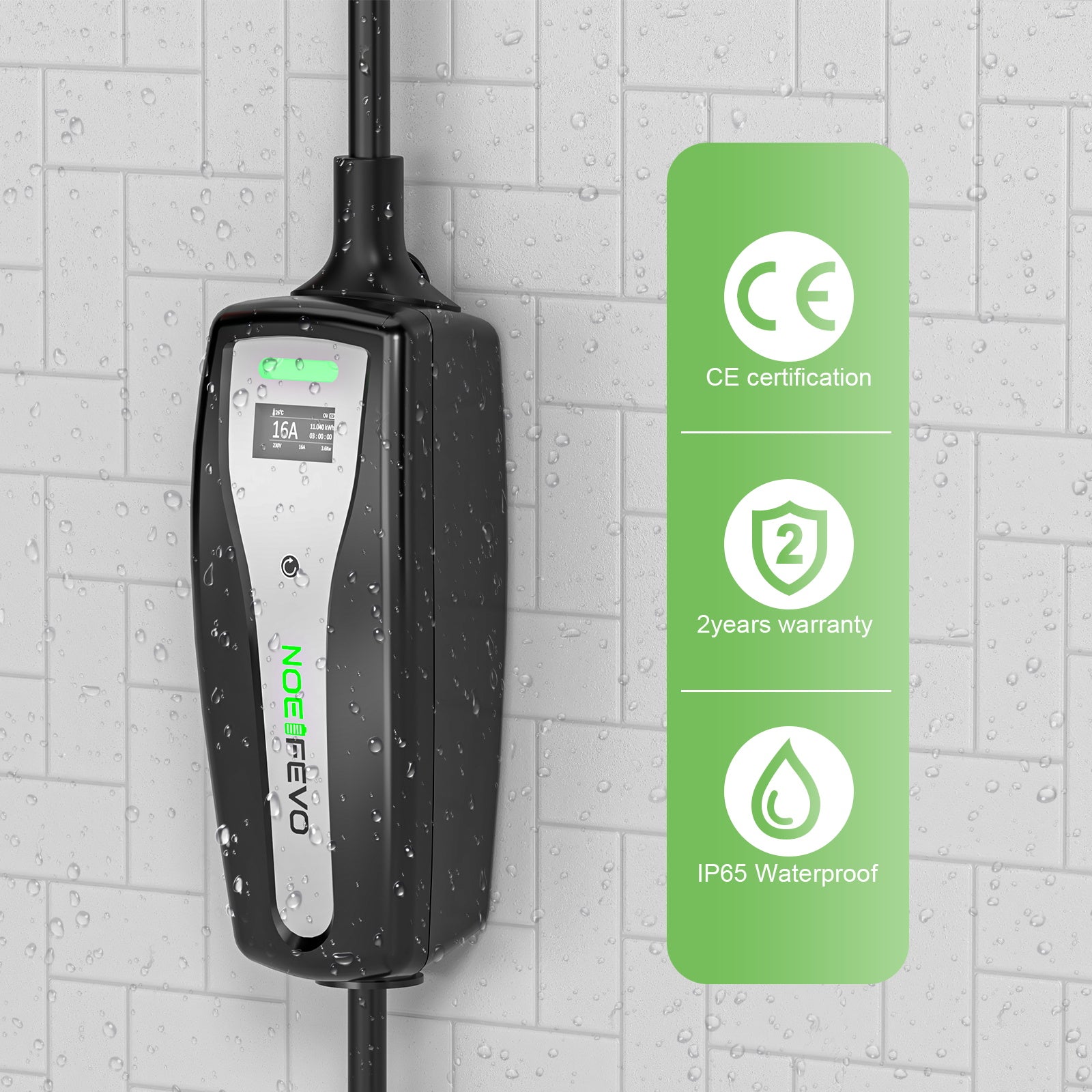 NOEIFEVO Mobile EV Wallbox 22kw 5m (1.84kW-22kW), Works with all Type2 E-cars ,Ultimate EV Charger for on the go