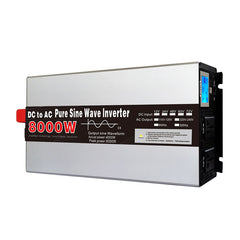 12V 24V 48V 220V Inverter ren sinusformet, 6000W 8000W højtydende 0/60Hz solinverter med LED-EU-stik