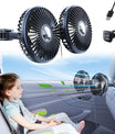 Bilventilator til bagsæde, 360° roterbar bilsædeventilator, 3 hastigheder separat styret køretøjsventilator, USB-bilventilator til alle køretøjer, SUV og lastbil