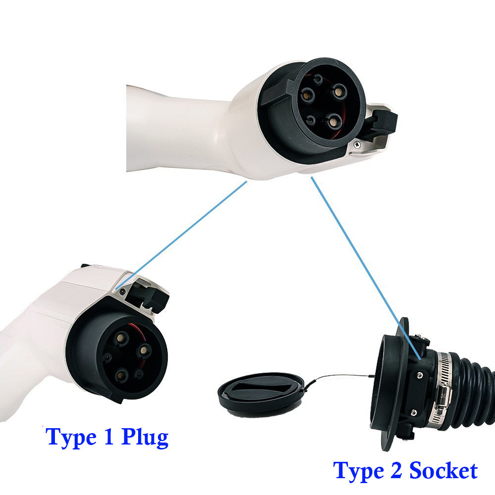 Noeifevo 32A Tipo 2 Socket to Type 1 Plug for Electric Vehicle Charger