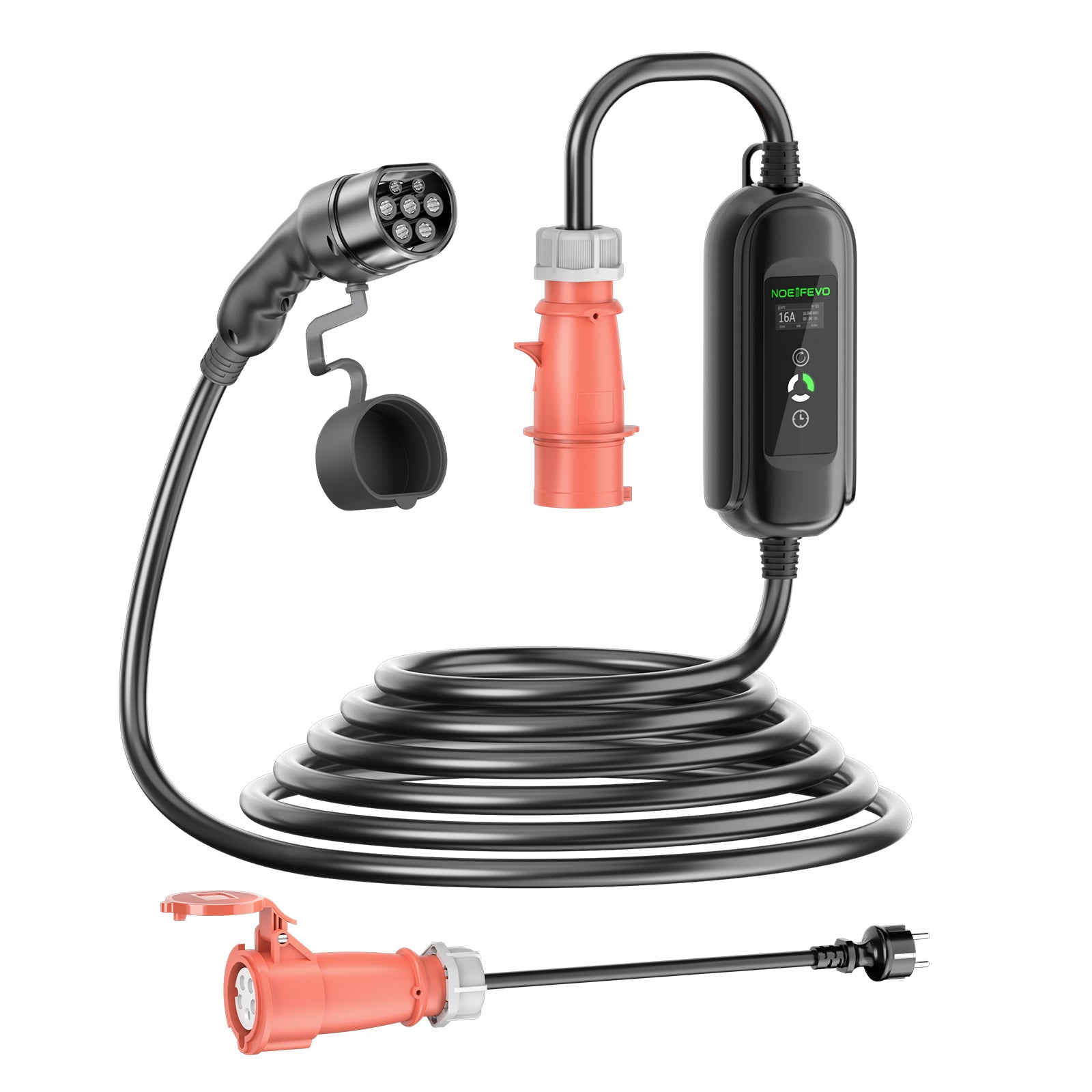 Noeifevo 11KW nabíječka autobaterií, Type2 to CEE16A EV Charger with Household Adapter , 5m/10/15m