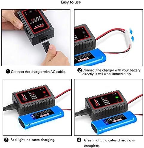 N8 Carregador Inteligente de Bateria NiMH / NiCD para Baterias de 2-8s 2,4V 3,6V 4,8V 6V 7,2V 8,4V 9,6V para Airsoft, Carro RC, Barco, Drone, com Conector Tamiya Padrão / Mini Tamiya