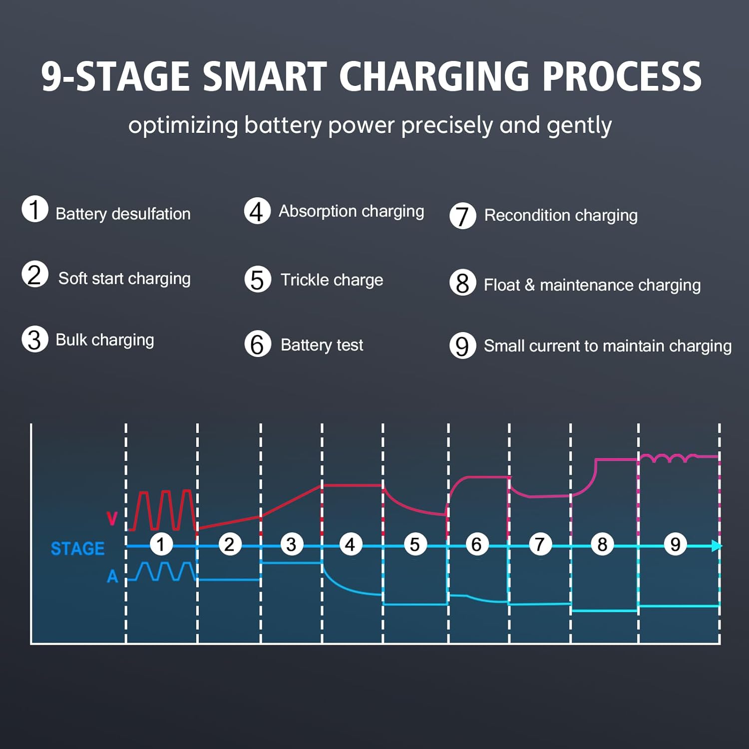 NOEIFEVO 6V 10A/12V 30A/24V 16A Smart-Ladegeräte für Autobatterien, Batterieladegerät für Auto, Motorrad, Rasenmäher, Boot, geeignet für Lithium-, LiFePO4- und Blei-Säure-Batterien (AGM, Gel, MF, EFB, SLA, VRLA, Nass)