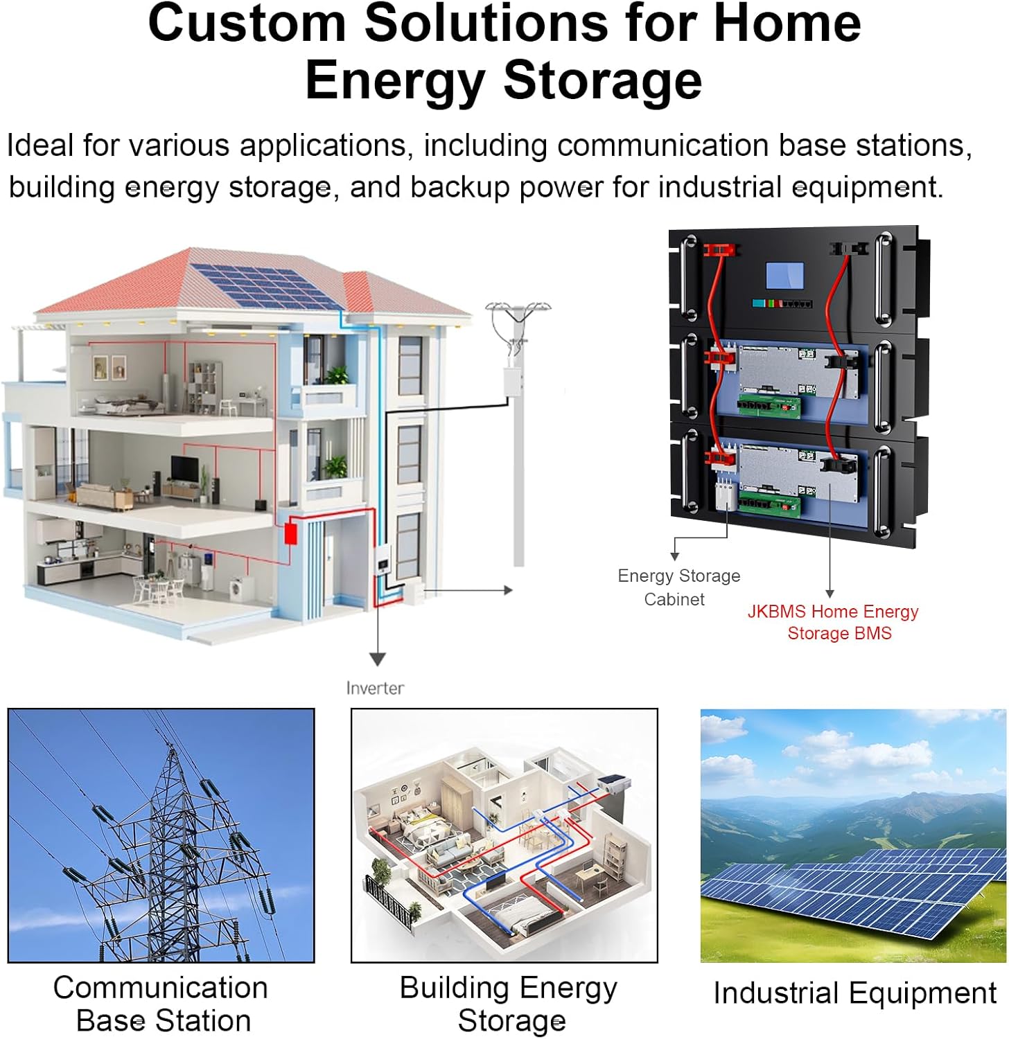 BMS 8S-16S 24V-48V 100A/150A Sistema de armazenamento de energia doméstica BMS 1A/2A Balance ativo Bluetooth integrado com RS485 CAN para sistema solar